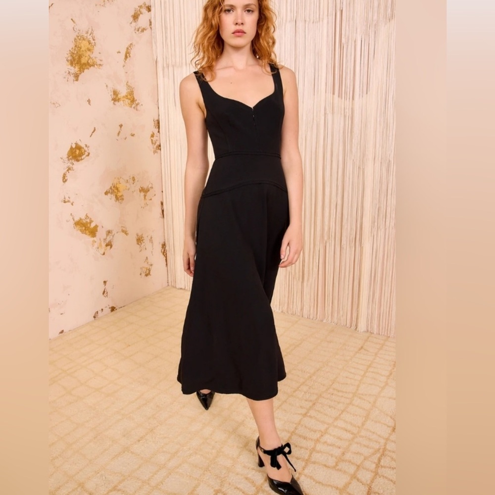 NWT ULLA JOHNSON vivi midi dress in noir Sz 8